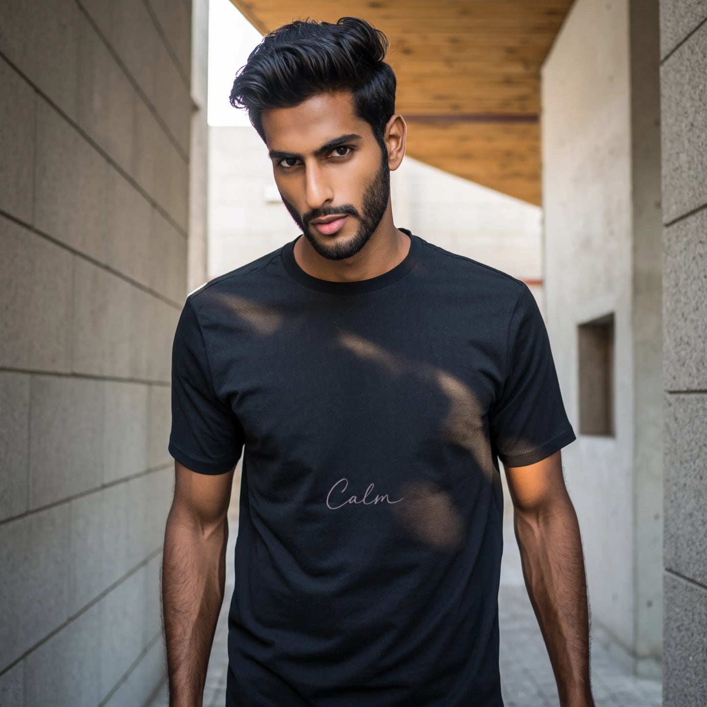 Lilak Unisex Supima Cotton Black CALM Script T-Shirt – Premium Minimal Typography Tee, 160 GSM