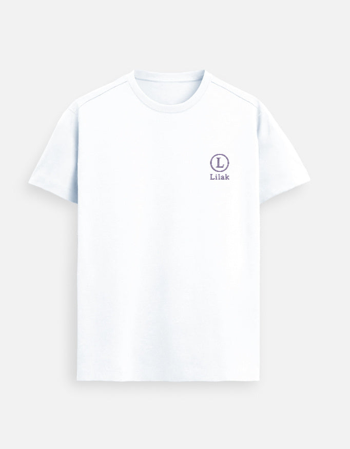 White men’s premium Supima cotton t-shirt with minimalist logo, ultra-soft breathable luxury casual wear in natural light