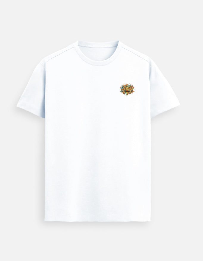 Lotus emblem Supima cotton t-shirt with minimal left chest symbolic design