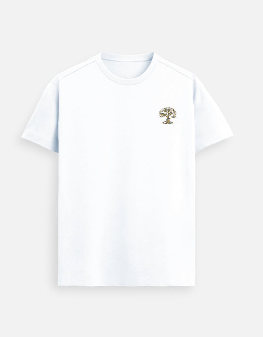 Rustic tree of life Supima cotton t-shirt with minimal left chest nature design