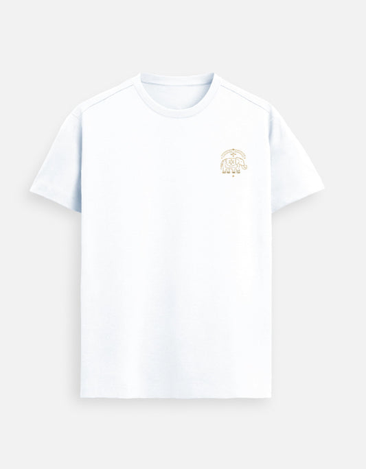 Supima cotton white t shirt minimal elephant icon design left chest premium unisex tee
