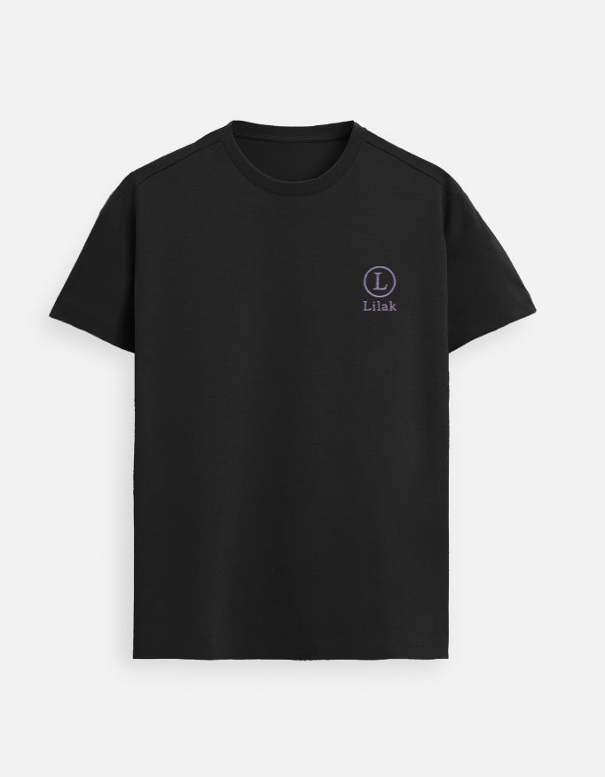 Black men’s luxury Supima cotton t-shirt featuring subtle minimal branding, modern premium casual fashion