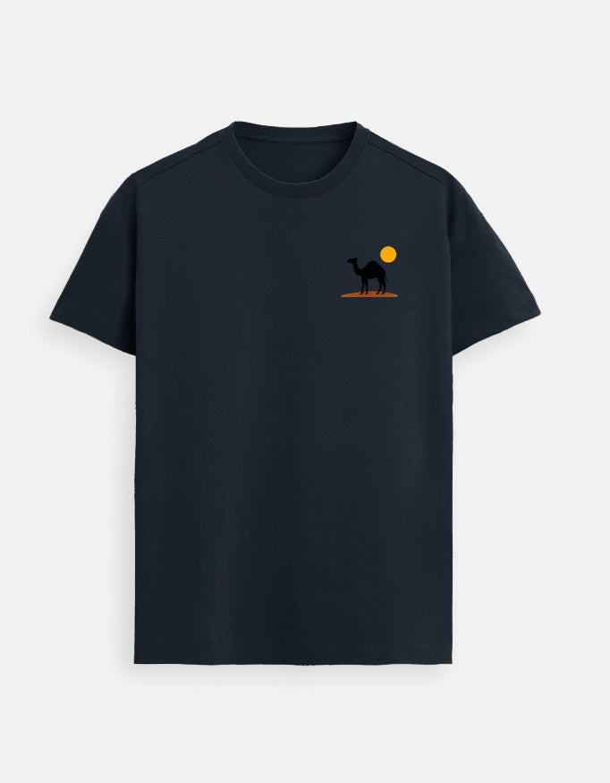 Navy blue men’s premium Supima cotton t-shirt with refined minimalist graphic, elegant everyday luxury fashion