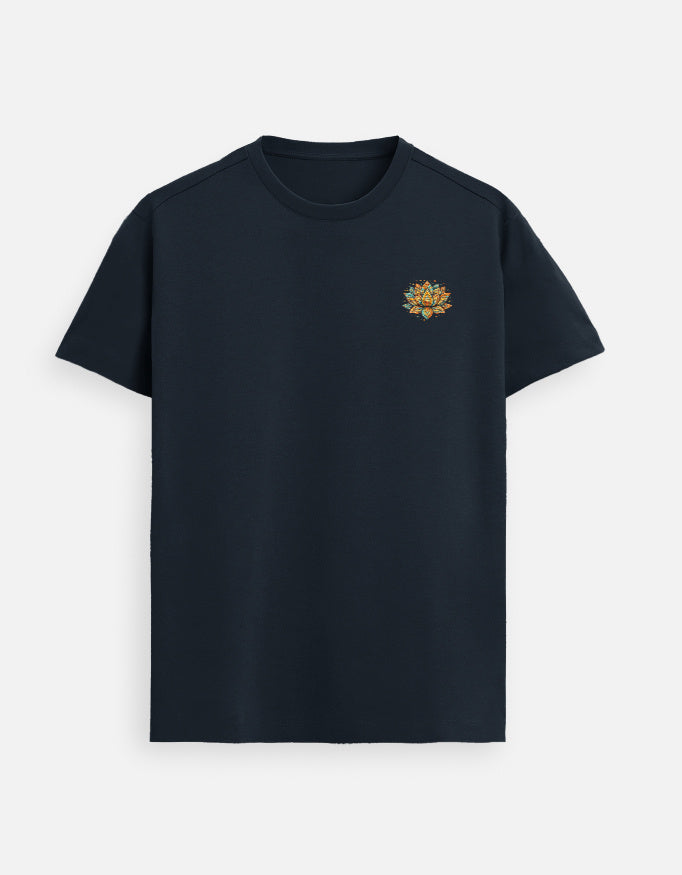 Lotus emblem Supima cotton t-shirt with minimal left chest symbolic design