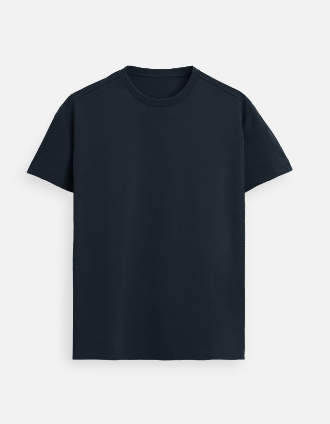 Lilak Men’s Navy Blue 100% Supima Cotton T-Shirt – Everyday Comfort, 160 GSM Premium Fabric
