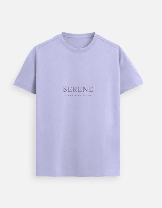 Lilak Unisex Lavender Supima Cotton SERENE Typography T-Shirt – Premium Minimal Tee, Soft 160 GSM Fabric