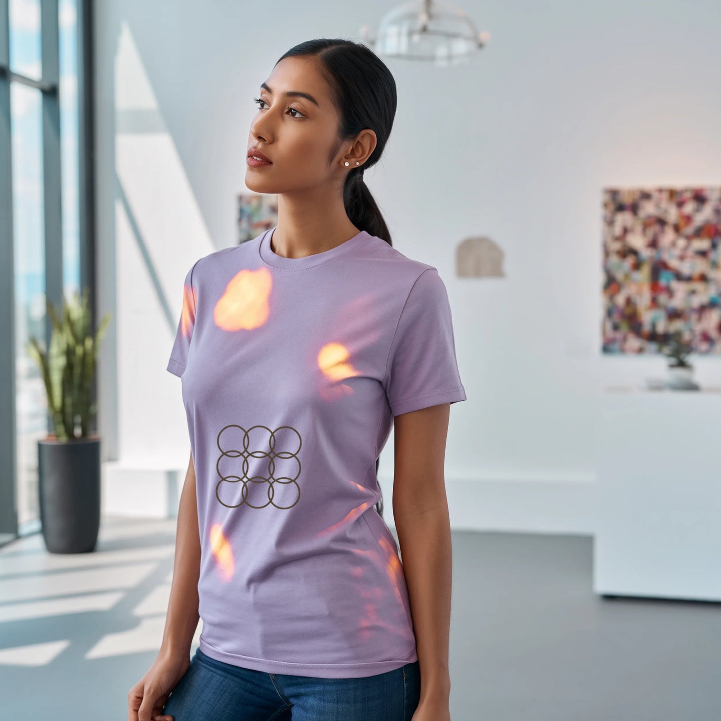 Lilak Unisex Lavender Supima Cotton T-Shirt – Minimal Geometric Circles Design, Premium Luxury Tee