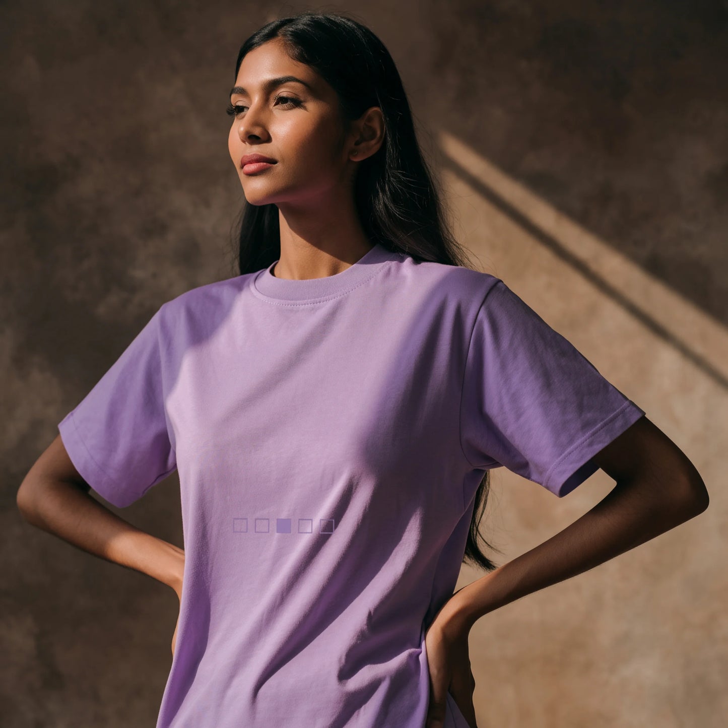 Lilak Unisex Lavender Supima Cotton T-Shirt – Minimal Chess Stripe Design, Premium 160 GSM Tee