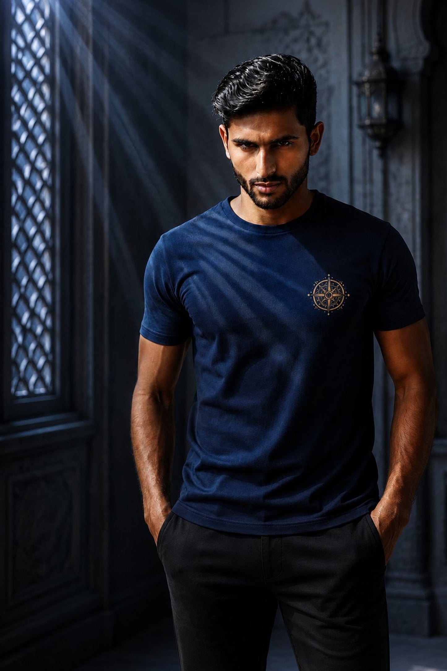 Dharma Chakra — The Sacred Wheel on Navy
