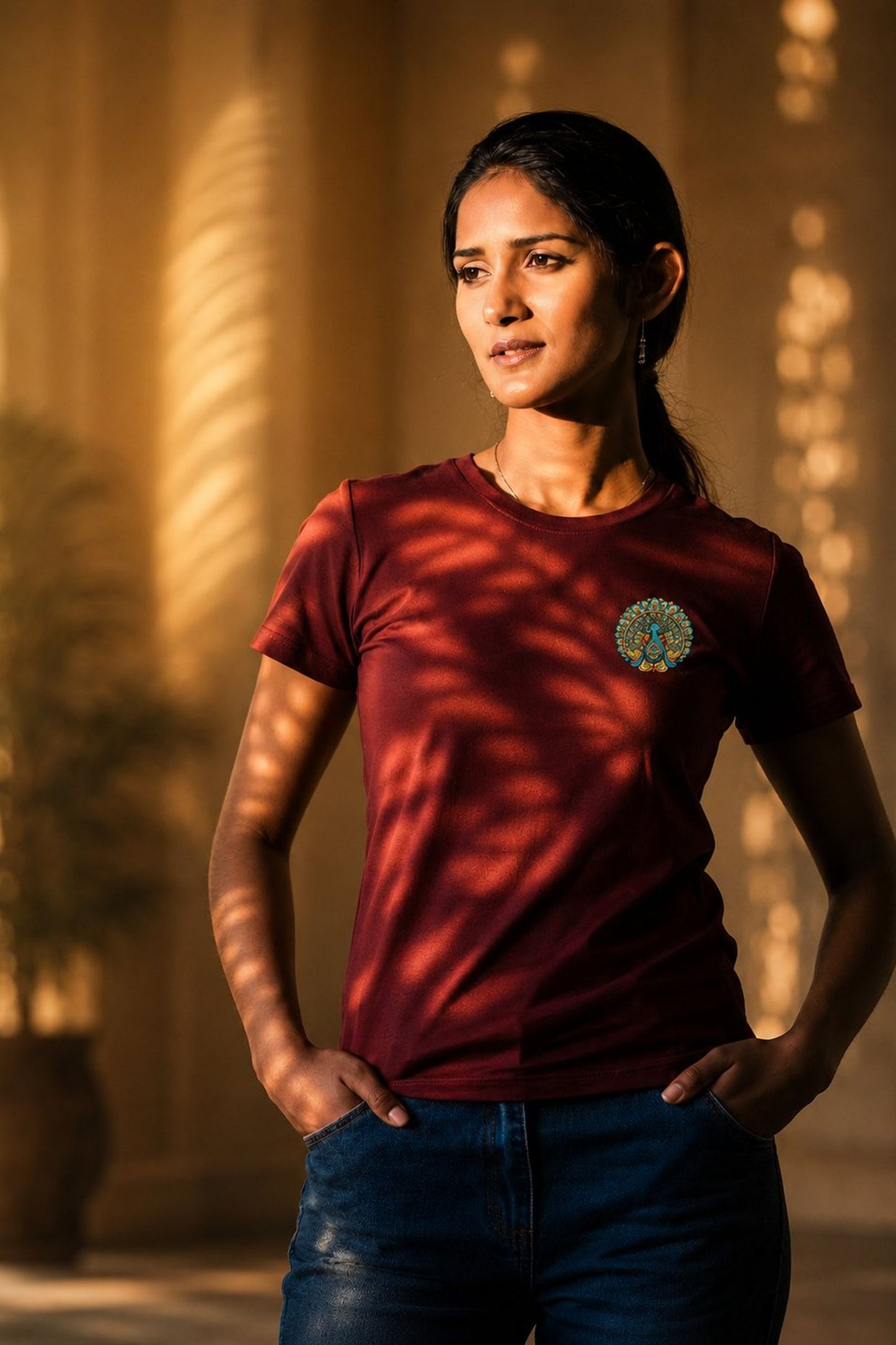Royal Peacock — The Display on Maroon